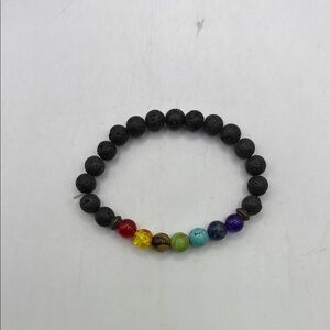 Lava Stone Reiki Meditation Bracelet Bangle Stretchy Chakra Healing Buddha Beads